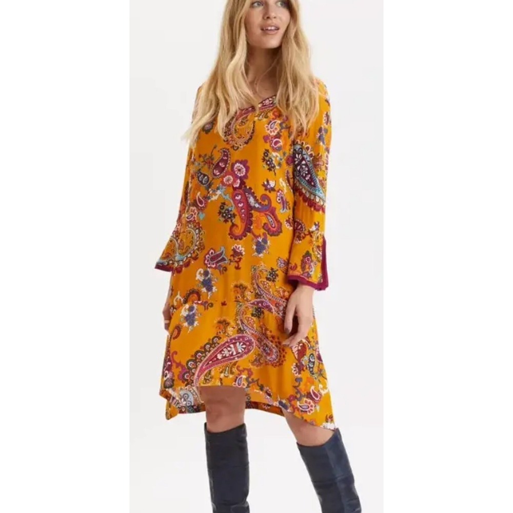 NWOT Odd Molly Sz‎ 2(M) Dress Paisley Blouse Tunic High Low Boho Artsy Prairie
